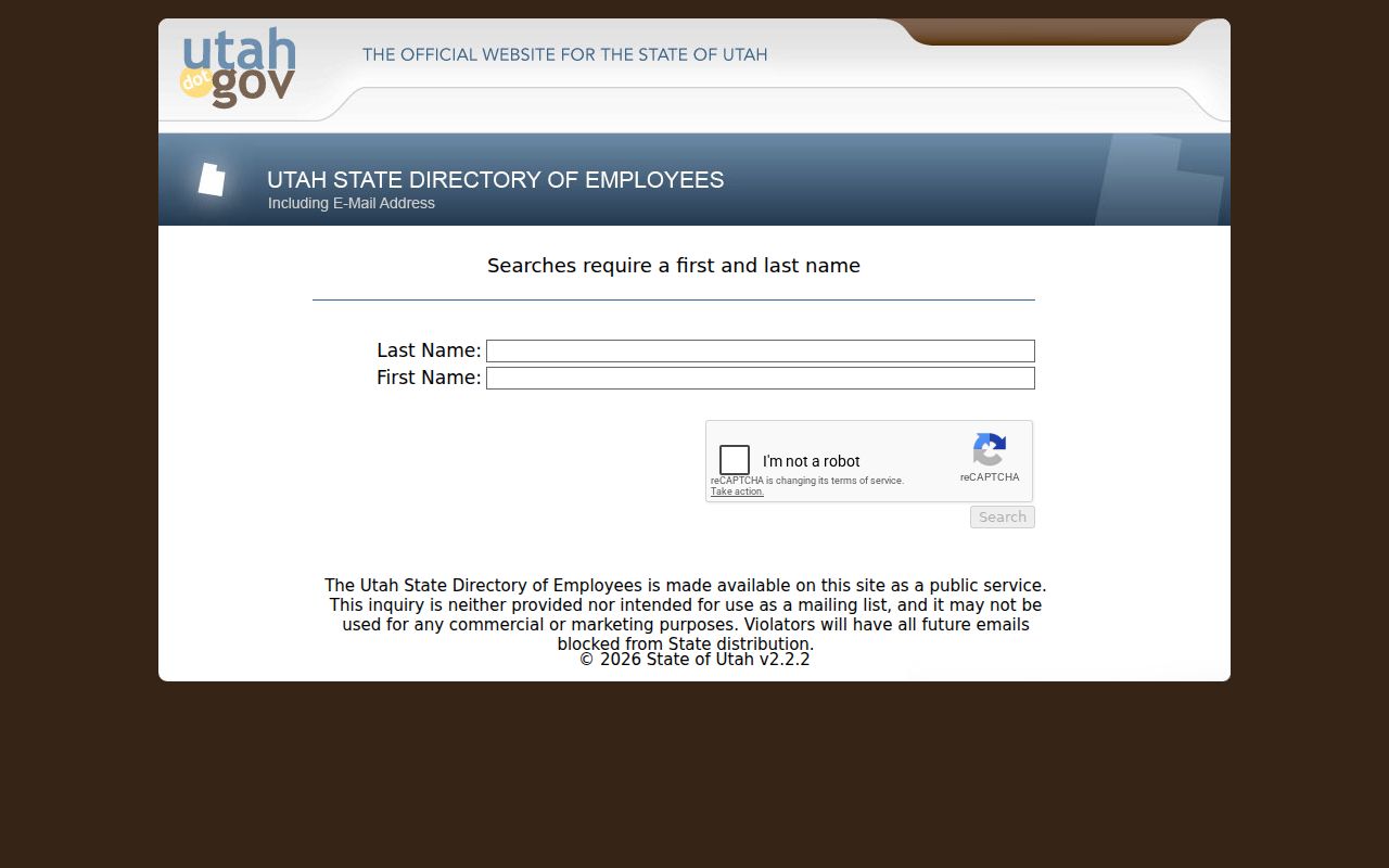 Provo people directories source showing the Utah state employee phone directory