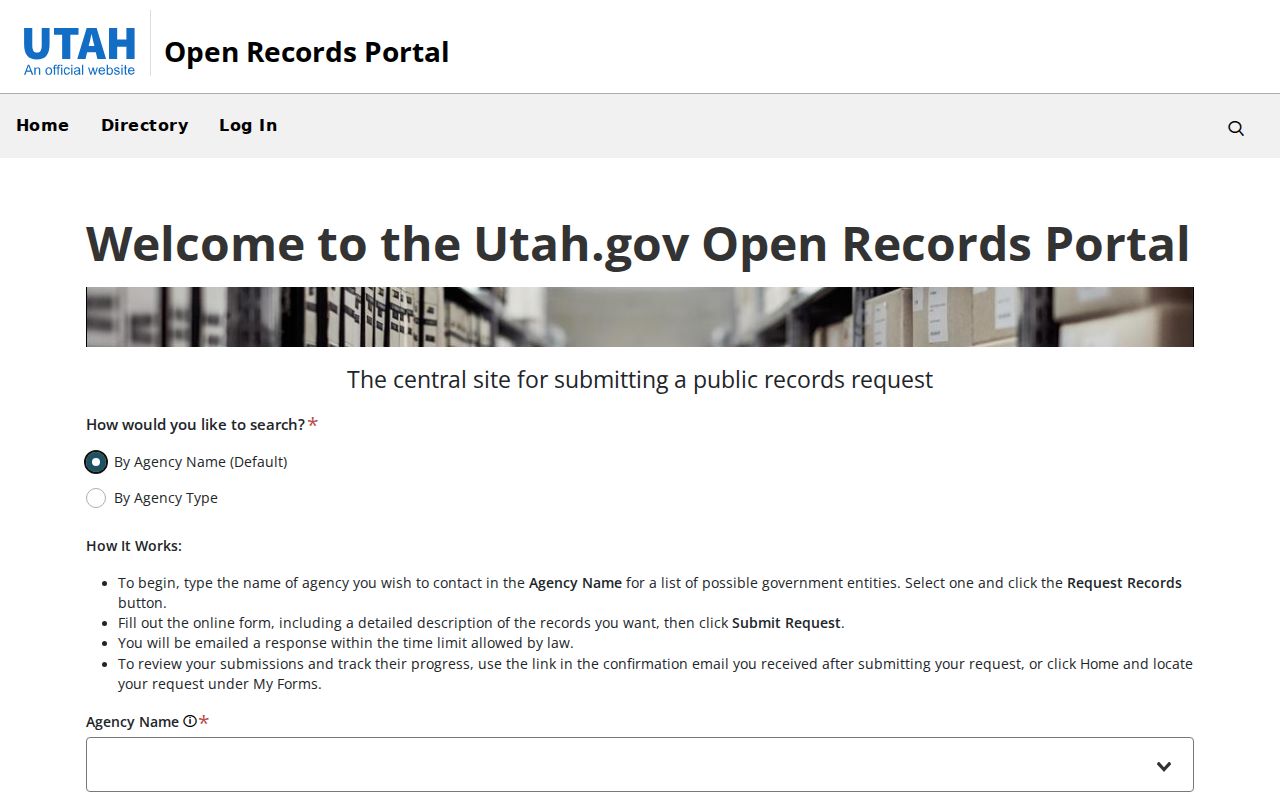 Provo public records access through the Utah Open Records Portal