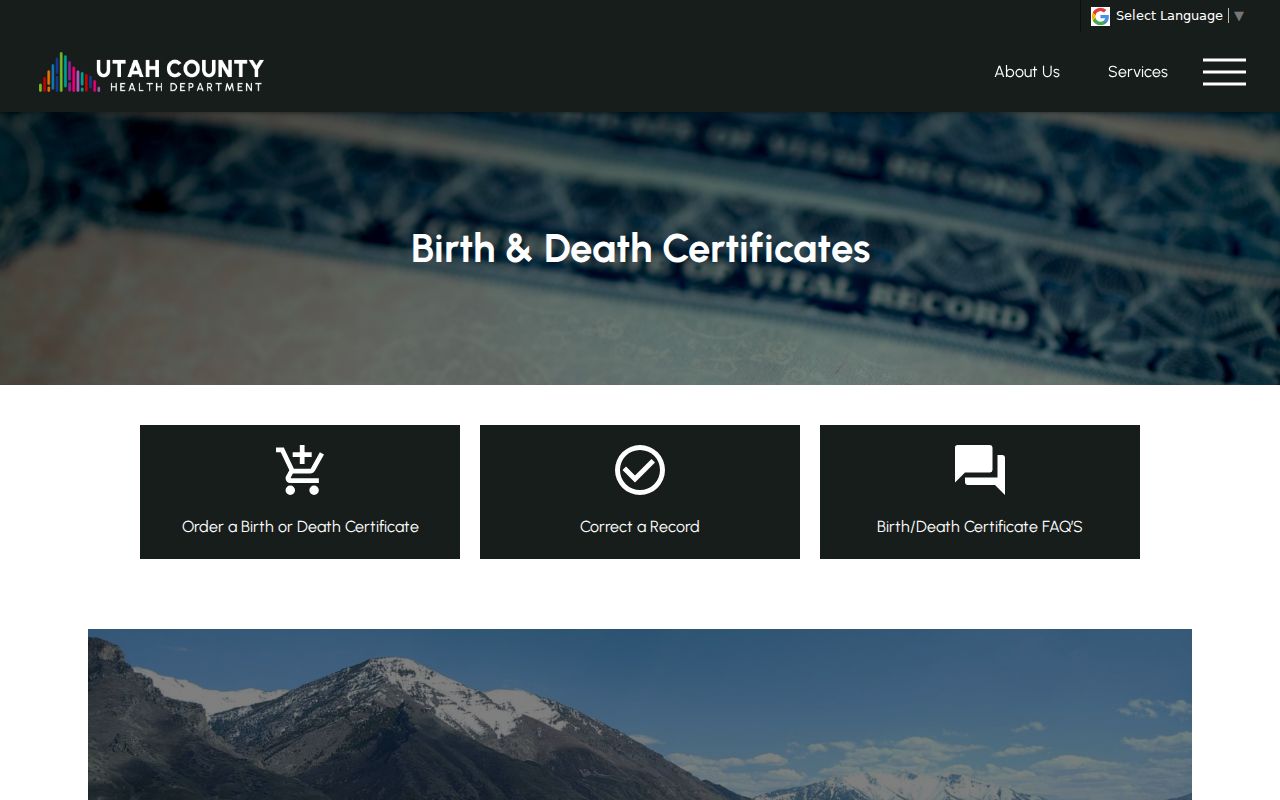 Provo public records birth and death certificate ordering page