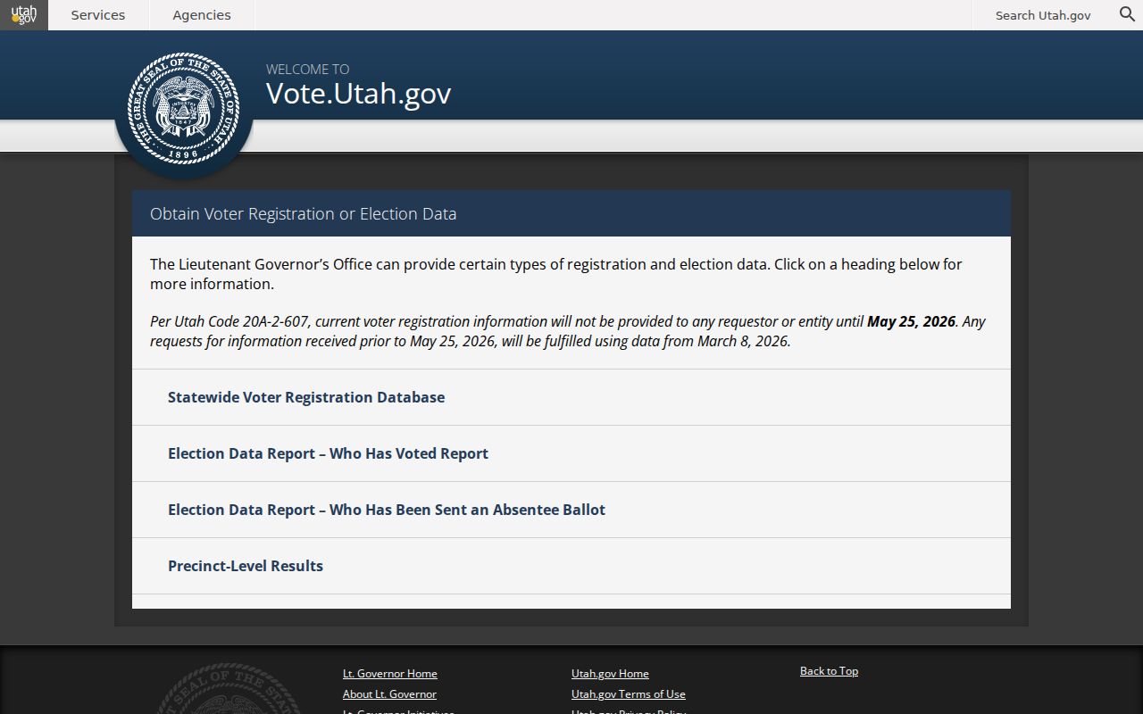 Provo voter registration records statewide data request page